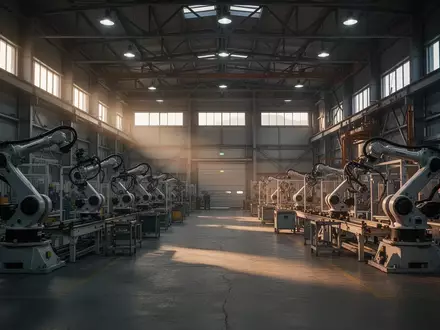 Leere Montagehalle in einem großen Automobilwerk mit industriellen Fertigungsanlagen in einer ruhigen Atmosphäre. - Foto: über boerse-global.de