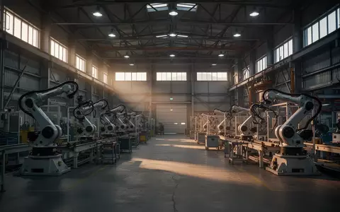 Leere Montagehalle in einem großen Automobilwerk mit industriellen Fertigungsanlagen in einer ruhigen Atmosphäre. - Foto: über boerse-global.de