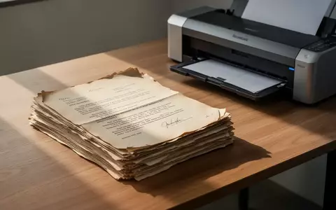Stapel alter Papierdokumente auf einem Schreibtisch neben einem Dokumentenscanner in einem modernen Arbeitsumfeld. - Foto: über boerse-global.de