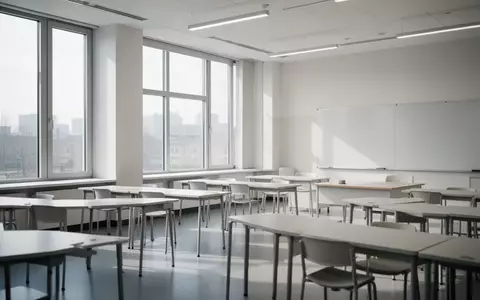 Heller, moderner Klassenraum mit minimalistischer Einrichtung und natürlichem Tageslicht. - Foto: über boerse-global.de