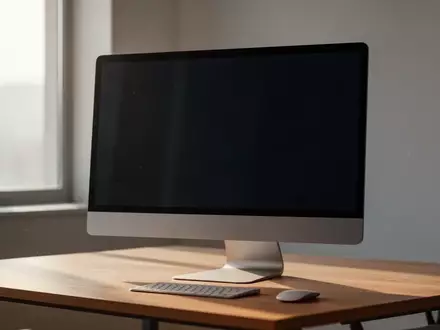 Ein moderner, aufgeräumter Schreibtisch mit einem ausgeschalteten Computerbildschirm in einer hellen Büroumgebung. - Foto: über boerse-global.de