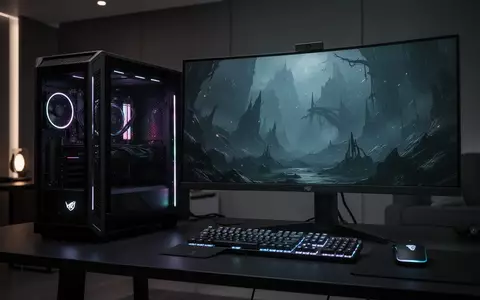 Ein moderner Gaming-PC auf einem Schreibtisch mit einem ausgeschalteten Monitor in einem abgedunkelten Raum. - Foto: über boerse-global.de