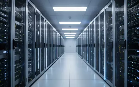 Ein modernes Rechenzentrum mit langen Reihen von Server-Racks in einer kühlen, professionellen Arbeitsumgebung. - Foto: über boerse-global.de