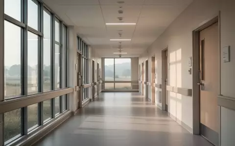 Modernes, ruhiges Klinikgebäude mit großzügigen Fensterfronten und heller, minimalistischer Architektur. - Foto: über boerse-global.de