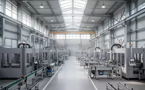Moderne Industrieanlage in Deutschland mit fortschrittlichen Maschinen in einer hellen Werkshalle. - Foto: über boerse-global.de