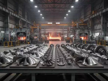 Industrielle Fertigung von Turbinenschaufeln in einer modernen Gießerei für Energieinfrastruktur. - Foto: über boerse-global.de