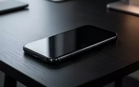 Ein dunkles Smartphone liegt auf einem hölzernen Schreibtisch vor einem unscharfen Hintergrund. - Foto: über boerse-global.de