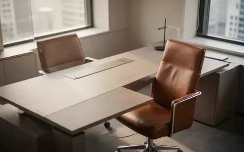 Ein minimalistischer Büroschreibtisch mit einem leeren Stuhl in natürlichem Licht. - Foto: über boerse-global.de