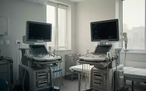 Ein steriler, leerer Behandlungsraum in einer Klinik mit medizinischen Geräten im weichen Tageslicht. - Foto: über boerse-global.de