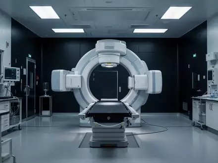 Ein modernes medizinisches Labor mit einem Linearbeschleuniger für die Strahlentherapie in einer sterilen Umgebung. - Foto: über boerse-global.de