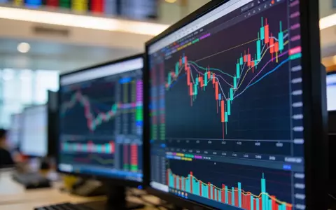 Nahaufnahme von unscharfen Finanzdiagrammen auf Monitoren in einem modernen Handelsraum. - Foto: über boerse-global.de