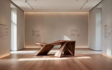 Ein moderner, minimalistischer Ausstellungsraum mit einer skulpturalen Holzinstallation in einer hellen, ruhigen Umgebung. - Foto: über boerse-global.de
