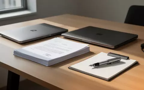 Ein aufgeräumter Schreibtisch mit einem geschlossenen Laptop und leeren Dokumenten, die die Einhaltung rechtlicher Vorgaben symbolisieren. - Foto: über boerse-global.de