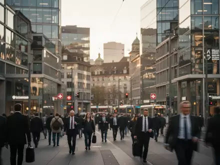 Blick auf ein modernes Finanzviertel in Zürich bei spätem Nachmittagslicht. - Foto: über boerse-global.de