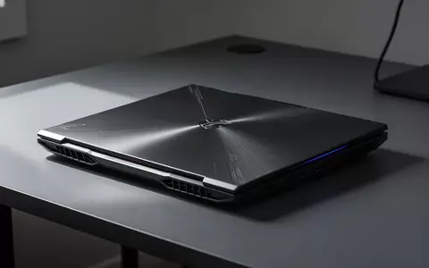 Ein geschlossener Gaming-Laptop auf einem dunklen Schreibtisch in einer professionellen, minimalistischen Umgebung. - Foto: über boerse-global.de
