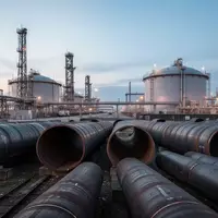 Moderne Industrieanlagen und Rohrleitungen im Bremer Hafen bei Dämmerung zur Vorbereitung auf den CO2-Export. - Foto: über boerse-global.de