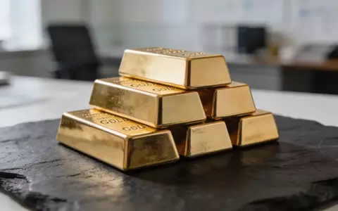 Mehrere Goldbarren auf einer dunklen Schieferplatte bei natürlichem, weichem Licht. - Foto: über boerse-global.de