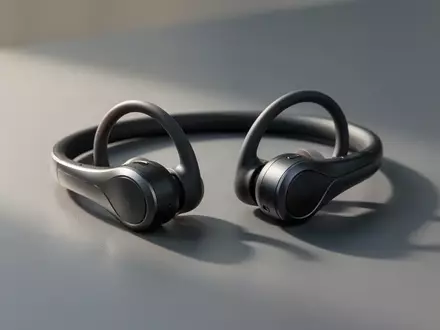 Moderne Open-Ear-Kopfhörer in minimalistischem Design auf einer grauen Oberfläche bei natürlichem Licht. - Foto: über boerse-global.de