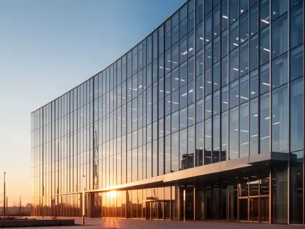 Moderne Glas- und Stahlarchitektur eines Finanzgebäudes im goldenen Licht. - Foto: über boerse-global.de
