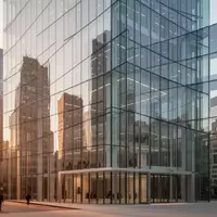 Moderne Glasfassade eines Bürogebäudes im Finanzviertel bei Sonnenuntergang als Symbol für wirtschaftliche Stabilität. - Foto: über boerse-global.de