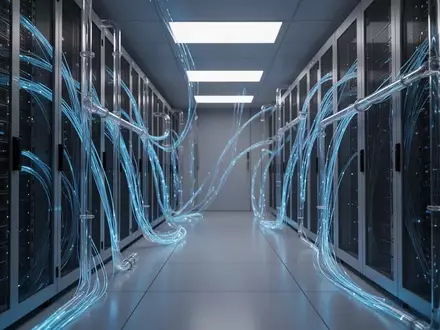 Moderne Serverinfrastruktur mit Glasfaserkabeln zur Darstellung der digitalen Transformation von Zentralbankgeld. - Foto: über boerse-global.de