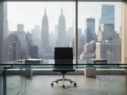 Modernes Bankbüro mit Blick auf eine Skyline bei natürlichem Tageslicht. - Foto: über boerse-global.de