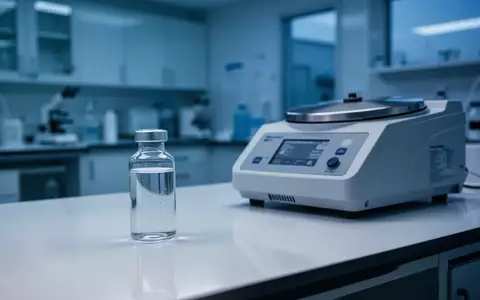 Ein steriler Labortisch mit einer Glasampulle und medizinischen Analysegeräten in einer modernen Forschungsumgebung. - Foto: über boerse-global.de