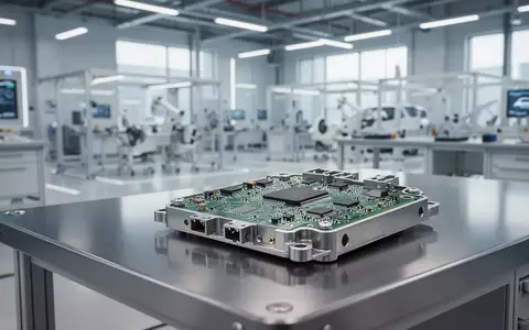 Eine hochmoderne elektronische Steuereinheit auf einem Werkbank in einer hellen, minimalistischen Forschungsanlage. - Foto: über boerse-global.de