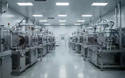 Moderne, leere Reinraumumgebung für die Halbleiterfertigung mit präzisen Fertigungsanlagen und technischer Infrastruktur. - Foto: über boerse-global.de