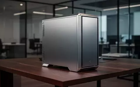 Ein minimalistischer Arbeitsplatz mit einem hochwertigen Desktop-Computer aus gebürstetem Aluminium auf einem dunklen Holztisch. - Foto: über boerse-global.de