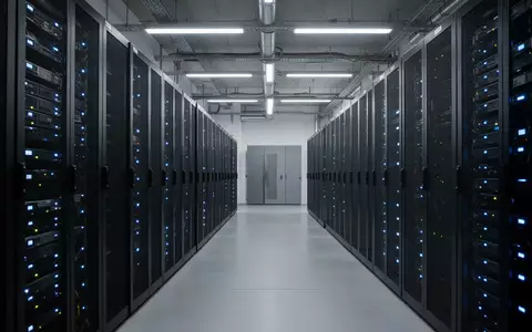 Moderne Serverräume in einer Berliner Hochtechnologie-Einrichtung mit blau beleuchteten Serverschränken. - Foto: über boerse-global.de