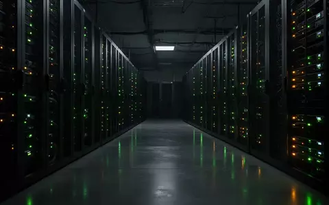 Dunkler Serverraum mit blinkenden Kontrollleuchten an den Serverschränken in einer professionellen IT-Infrastruktur. - Foto: über boerse-global.de