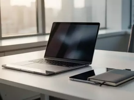 Ein moderner, minimalistischer Arbeitsplatz mit Laptop und Tablet in natürlichem Licht. - Foto: über boerse-global.de