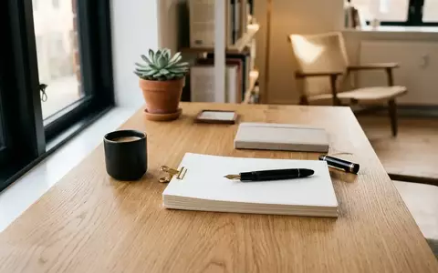 Minimalistischer Schreibtisch mit Füllfederhalter auf Papierstapel in einem modernen Büro. - Foto: über boerse-global.de