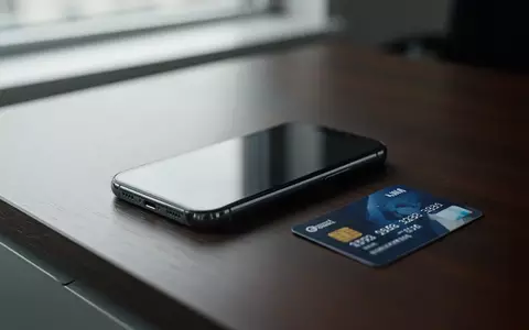 Ein Smartphone und eine Kreditkarte liegen auf einem dunklen Schreibtisch, als Symbol für digitale Sicherheitsrisiken. - Foto: über boerse-global.de