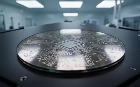 Ein Silizium-Wafer mit komplexen Mikrochip-Strukturen in einer modernen Halbleiterfertigungsanlage. - Foto: über boerse-global.de