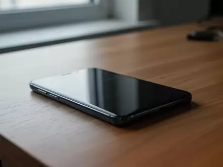 Ein dunkles Smartphone auf einem Holztisch bei natürlichem Licht. - Foto: über boerse-global.de