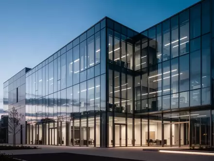 Moderne Glasfassade eines Bürogebäudes in der Abenddämmerung als Symbol für steuerliche Rahmenbedingungen. - Foto: über boerse-global.de