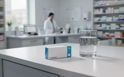 Eine leere Medikamentenpackung und ein Glas Wasser auf einem sauberen Apothekentresen bei natürlichem Tageslicht. - Foto: über boerse-global.de