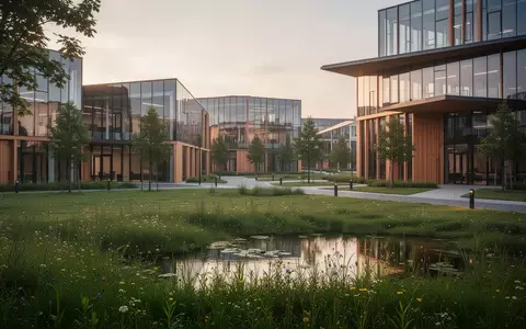 Modernes Industriegebäude in einer grünen Landschaft, das Nachhaltigkeit und wirtschaftliche Infrastruktur symbolisiert. - Foto: über boerse-global.de