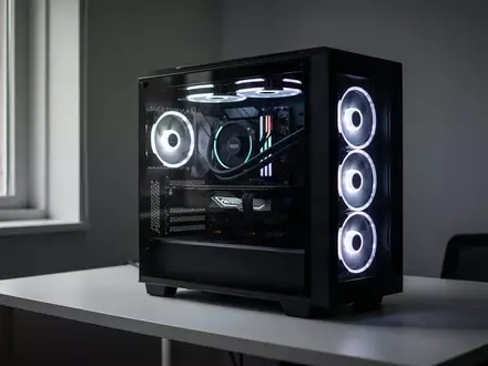 Ein moderner Gaming-PC auf einem Schreibtisch in einem Raum mit sanftem, natürlichem Licht. - Foto: über boerse-global.de