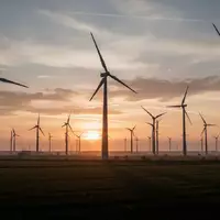 Ein moderner Windpark bei Sonnenuntergang in einer weiten Landschaft, der kritische Energieinfrastruktur symbolisiert. - Foto: über boerse-global.de
