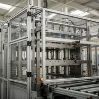 Moderne Industriepresse in einer sauberen Fertigungshalle mit Fokus auf Sicherheitsvorrichtungen und Metallstruktur. - Foto: über boerse-global.de