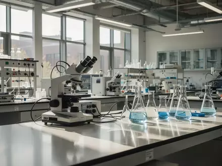 Modernes Labor mit wissenschaftlichen Geräten in einer Universität als Symbol für MINT-Förderung. - Foto: über boerse-global.de