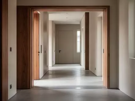 Ein heller, moderner Hausflur mit barrierefreiem Türdurchgang und neutraler Architektur. - Foto: über boerse-global.de