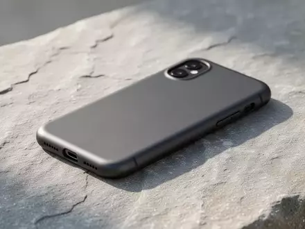 Ein kompaktes, mattes Smartphone liegt auf einer strukturierten Steinoberfläche bei weichem Tageslicht. - Foto: über boerse-global.de