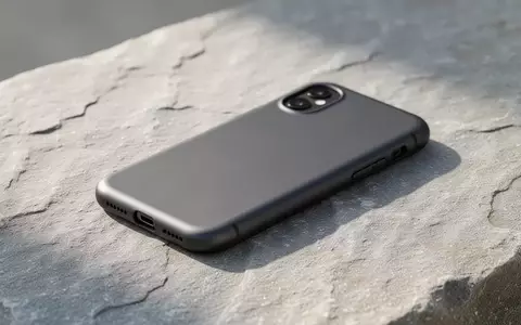 Ein kompaktes, mattes Smartphone liegt auf einer strukturierten Steinoberfläche bei weichem Tageslicht. - Foto: über boerse-global.de