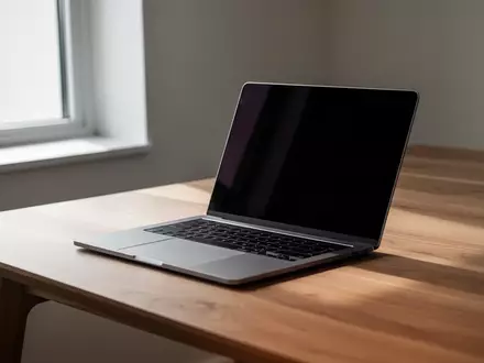 Ein moderner Arbeitsplatz mit einem Laptop auf einem minimalistischen Holztisch bei natürlichem Tageslicht. - Foto: über boerse-global.de