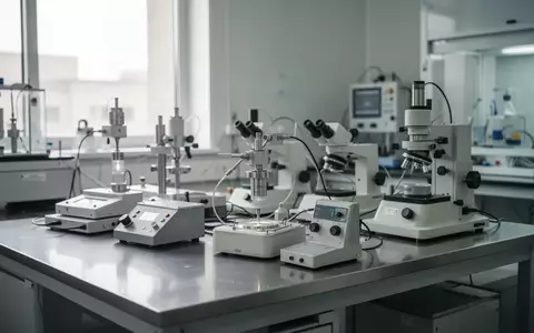 Ein moderner, sauberer industrieller Laborarbeitsplatz mit hochpräzisen Kalibrierungsgeräten auf einer Edelstahltischplatte. - Foto: über boerse-global.de