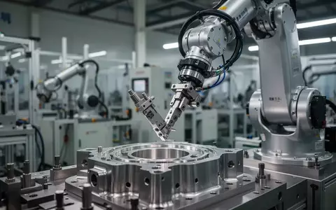Ein hochmoderner Roboterarm bei der Präzisionsarbeit in einer industriellen Fertigungshalle. - Foto: über boerse-global.de